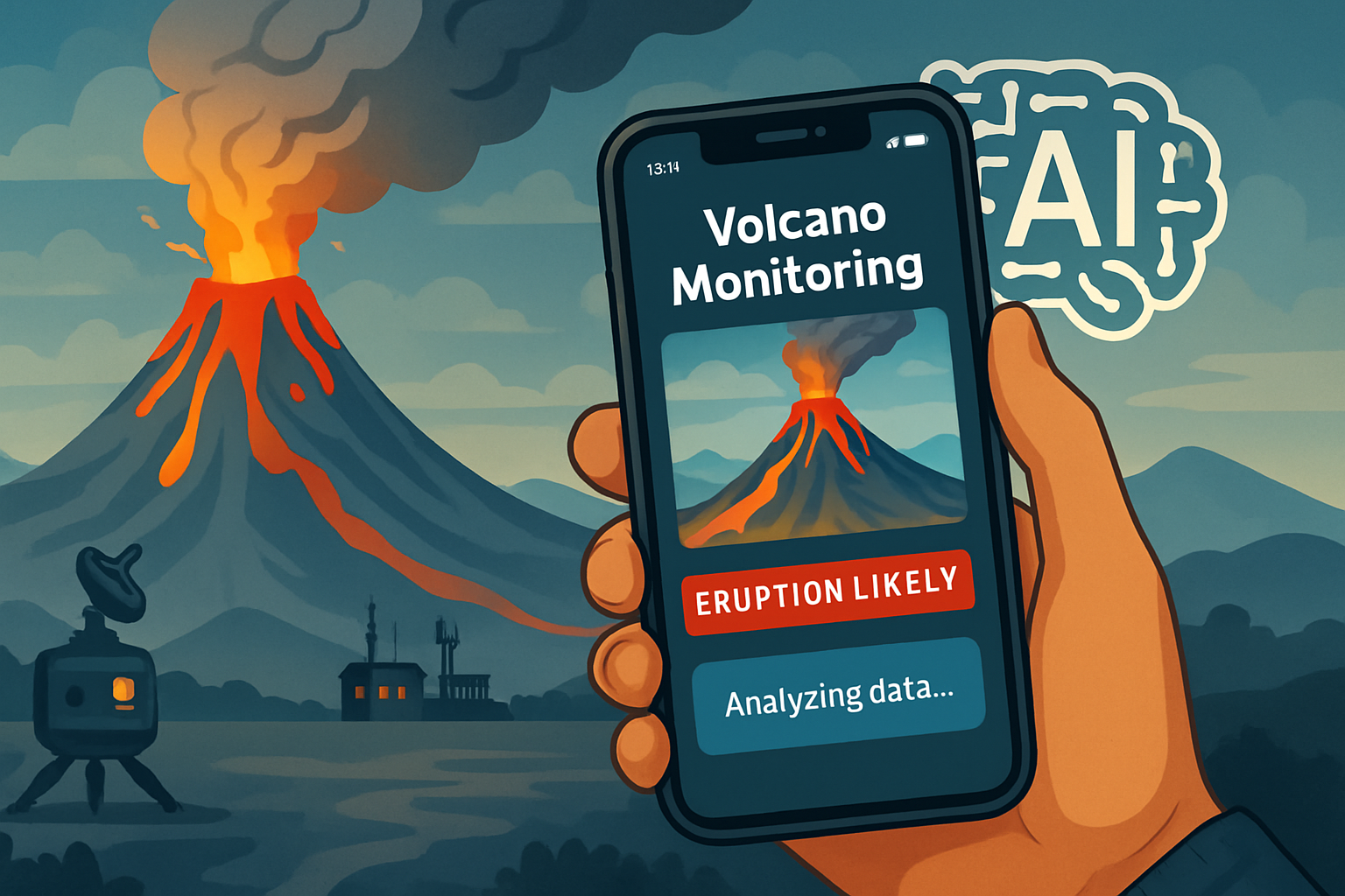 Volcano alert on mobile app